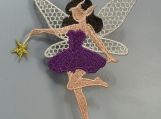Embroidered Fairy Ornament  Purple Dress with Star Wand