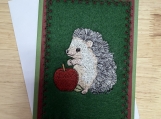 Embroidered Hedgehog Greeting Card  Handcrafted Woodland Design