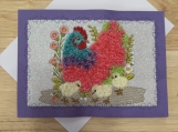 Embroidered Hen and Chicks Greeting Card  Whimsical Farmhouse D