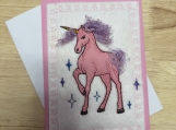 Embroidered Unicorn Greeting Card  Whimsical Handmade Design