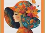 Floral Hat 3 Cross Stitch Pattern