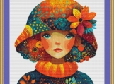 Floral Hat 9 Cross Stitch Pattern