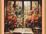 Flowers At Window 2 Cross Stitch Pattern