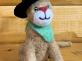 Needle Felted Cowboy Cat  Handmade Western Wool Sculpture