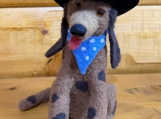 Needle Felted Cowboy Dog  Handmade Western Wool Sculpture