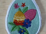 Pastel Easter Egg with Spring Florals  Embroidered Patch with W