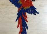 Scarlet Macaw Lace Ornament  Red & Blue Embroidered Parrot Deco