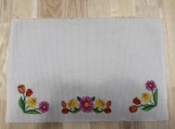 Set of 4 Embroidered Spring Floral Placemats  Tulips, Daffodils