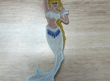 White Lace Mermaid Ornament  Machine Embroidered Ocean Fantasy 