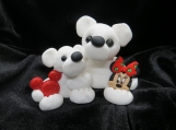 White mommy & baby bear with Minnie Mouse