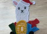 Christmas Llama Joy Ornament  Cute Holiday Embroidered Hanging 