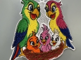 Colorful Parrot Family Ornament  Embroidered Tropical Bird