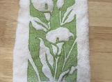Embroidered Calla Lily Hand Towel  Green Floral
