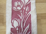 Embroidered Floral Hand Towel  Pink Flower 