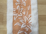 Embroidered Lily Hand Towel  Orange Floral