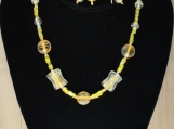 Fancy Yellow Glass Necklace Set