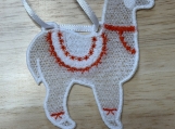 Freestanding Lace Llama Ornament  Cute Embroidered Llama Hangin
