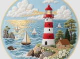 Lighthouse on Island | Cross Stitching Embroidery Kits for Begin