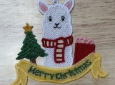 Merry Christmas Llama Ornament  Festive Embroidered Holiday Tre