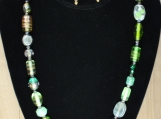 Multi shape green glass bead necklace set 