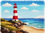 Rug Hooking Kits (Printed Canvas) | Beach Lighthouse