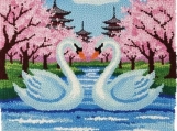 Rug Hooking Kits (Printed Canvas) | Cherry Blossom Swans
