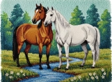 Rug Hooking Kits (Printed Canvas) | Elegant Horses