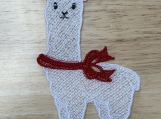 Santa Hat Llama Ornament  Freestanding Lace Christmas Tree Deco