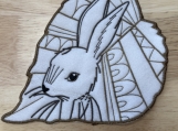 Woodland Rabbit Embroidered Fabric Coaster  Nature Leaf Design