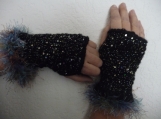 Black Sequined Fingerless hobo gloves