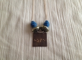 Braille word "Hope" tribal bead necklace in blue and gold