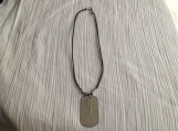 Braille word "Peace" dog tag necklace on stainless steel 