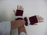 Fingerless hobo gloves wristlets mittens with heart stitch cuff