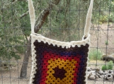 Repurposed Crochet Granny square Retro Tote or shopping bag