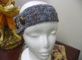 Womens Crochet Headband with 60's Era Gold Buttons