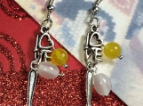  Spoon Dangle Love Easter Egg Yolk White Earrings