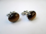 925 Sterling silver Tiger Eye Gemstone Men's Cufflinks HANDSOME 