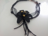 Big Black Floral Pendant,Big Black Choker,gothic necklace,