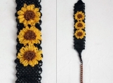 black and yellow bracelet, daisy bracelet,crochet bracelet, 