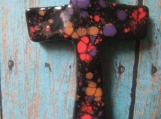 Black mutli colored handmade Cross Pendant