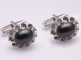 Black Star Gemstone Men's Cufflink's 925 Sterling Silver ! 