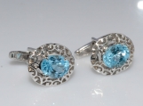 Blue Topaz Gemstone  Men's Cufflink's 925 Sterling Silver !