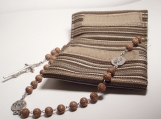 Brown stripe Rosary or coin purse. 