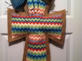 Chevron and Burlap Cross Door Hanger