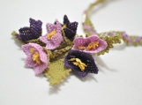 crochet floral necklace set,crochet necklace,purple bib,plum