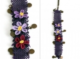 eggplant bracelet,floral bracelet,crochet bracelet, 