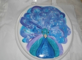 Hand painted blue peacock w/jewels toilet seat/standard size -  