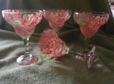 Hand painted peach hydrangeas  margarita glasses.  . set of 4  