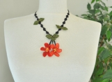 Orange Crochet Necklace,Crochet Necklace,Flower necklace,bib