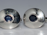 Precious Blue Sapphire Gemstone Men Cufflink 925 Sterling Silver